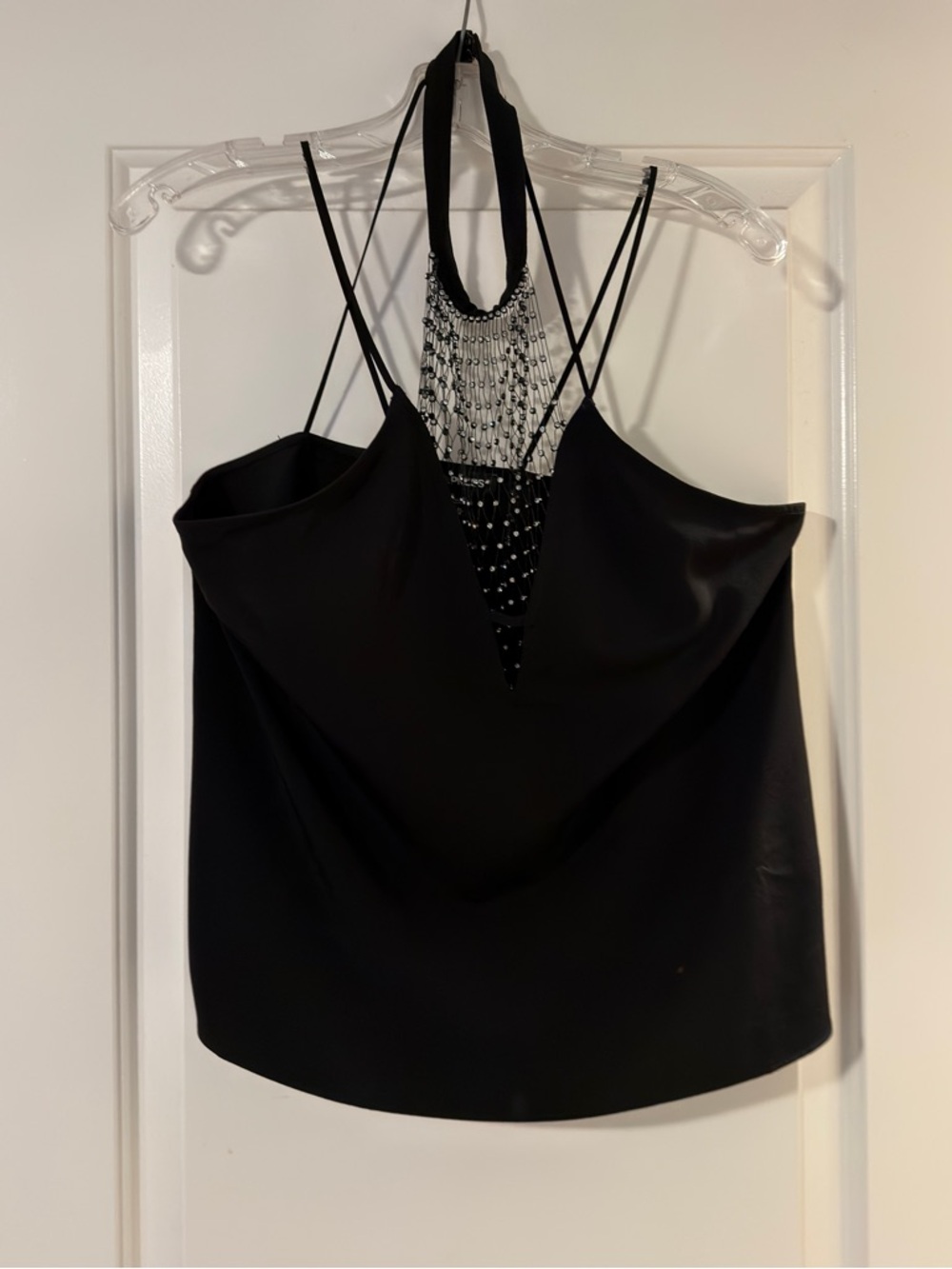 Express Black Embellished Halter Camisole